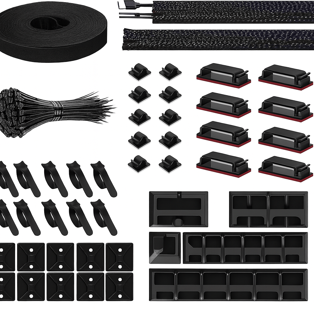RigTidy Cable Management Kit | 146-Piece Desk Cord Organizer